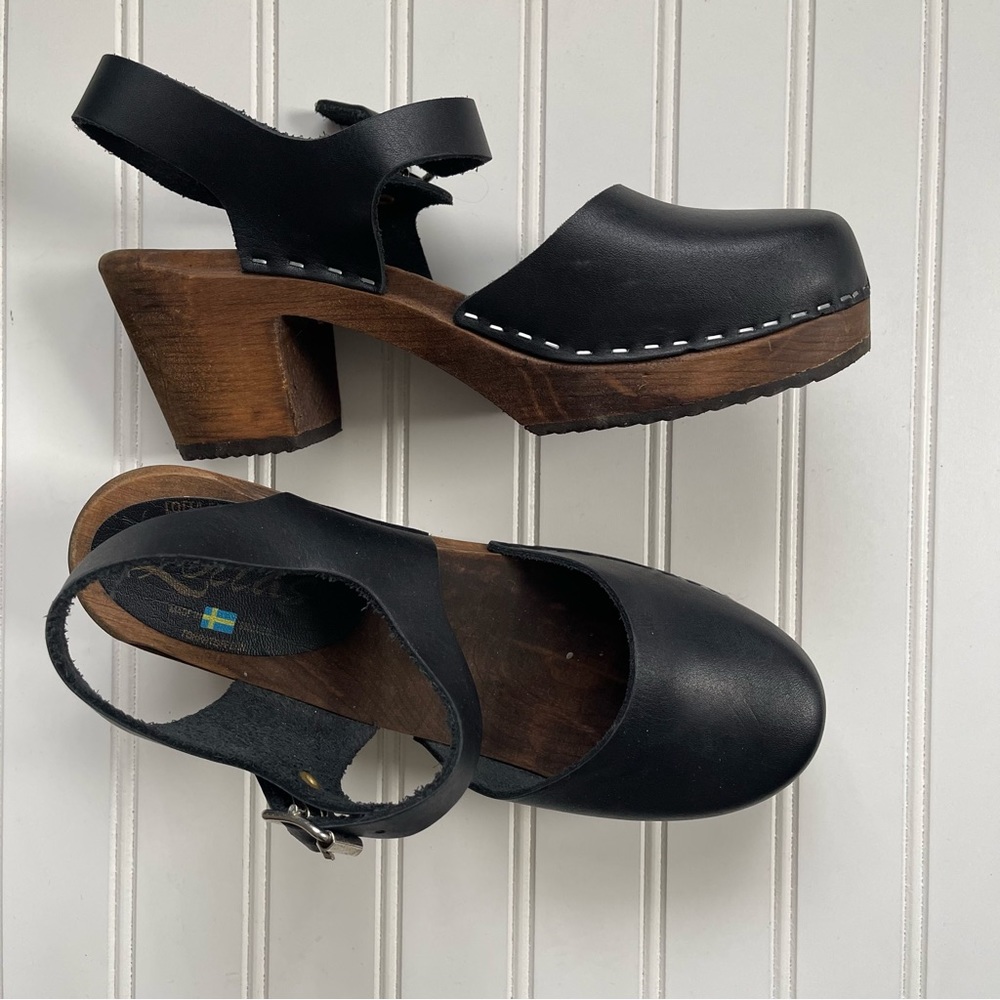 Lotta From Stockholm Black Leather Clogs